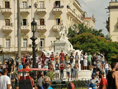 Manifestation contre le gouvernement à La Havane, le 11 juillet 2021 - YAMIL LAGE [AFP]