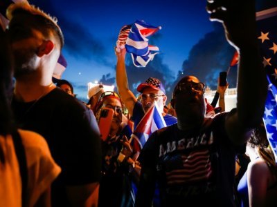 Manifestation de soutien au peuple cubain à Miami le 11 juillet 2021 - Eva Marie UZCATEGUI [AFP]