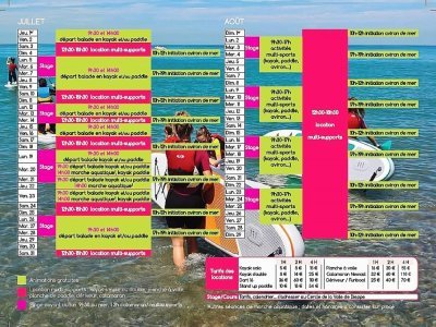 Le programme des activités au point plage de Dieppe.