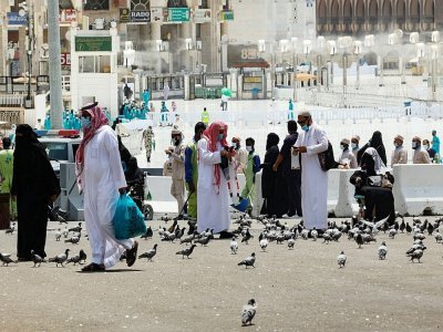 Des pèlerins arrivés à la Mecque, à la veille du début du Hajj, le 16 juillet 2021 en Arabie saoudite - Fayez Nureldine [AFP]