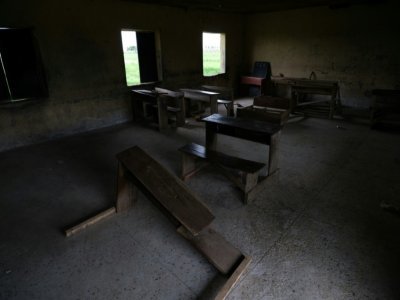 Une classe vide dans le lycée Bethel où 140 lycéens ont été enlevés par des hommes armés dans l'Etat de Kaduna, au NIgeria, le 14 juillet 2021. - Kola Sulaimon [AFP]