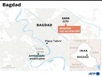 Localisation de Bagdad, en Irak, où une explosion est survenue sur un marché - Kenan AUGEARD [AFP]