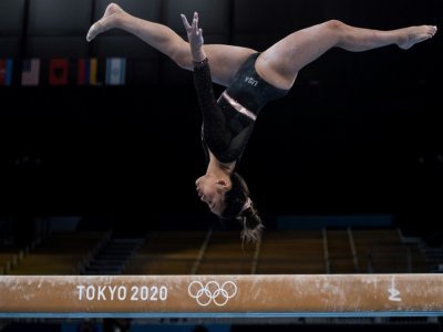 La gymnaste américaine Sunisa Lee à l'entraînement au Ariake Gymnastics Centre le 22 juillet 2021 à Tokyo - Loic VENANCE [AFP]