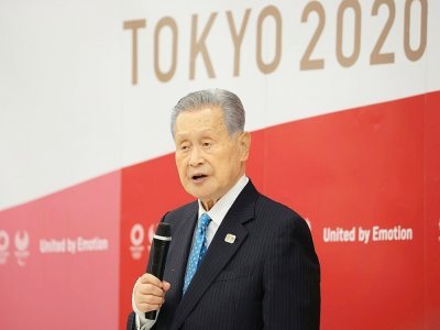 Le président de Tokyo-2020 et ancien Premier ministre japonais Yoshiro Mori annonce sa démission, le 12 février 2021 à Tokyo - YOSHIKAZU TSUNO [POOL/AFP/Archives]