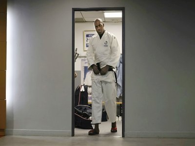 Le judoka français Teddy Riner, qualifié aux JO de Tokyo, le 22 juin 2021 lors d'un entraînement à Paris - THOMAS COEX [AFP]