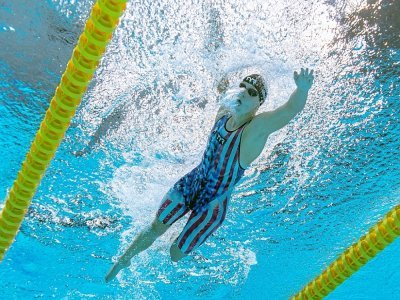 L'Américaine Kathleen Ledecky lancée vers sa victoire sur 1500 m nage libre à Tokyo, le 28 juillet 2021 - François-Xavier MARIT [AFP]