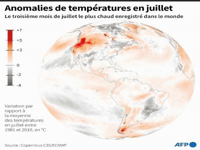 Anomalies de températures en juillet - Simon MALFATTO [AFP]