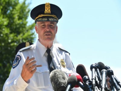Le chef de la police du Capitole, Thomas Manger, fait une déclaration à la presse, le 19 ao^jut 2021 à Washington - Nicholas Kamm [AFP]