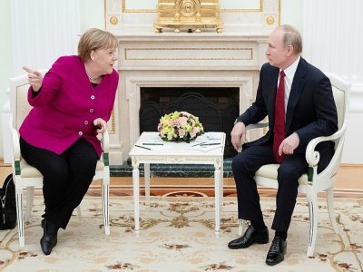 Le 11 janvier 2020, Angela Merkel reçue au Kremlin à Moscou par Vladimir Poutine - Pavel Golovkin [POOL/AFP/Archives]