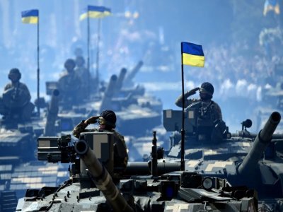 Défilé de chars et de blindés lors du 30e anniversaire de l'indépendance de l'Ukraine, le 24 août 2021 à Kiev - Sergei GAPON [AFP]