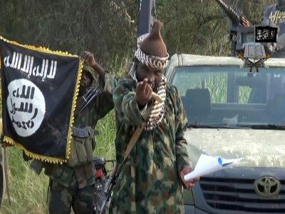 Image tirée d'une vidéo, le 2 octobre 2014, diffusée par le groupe jihadiste Boko Haram, d'Abubakar Shekau dans un lieu indéterminé, au Nigeria - Handout [BOKO HARAM/AFP/Archives]