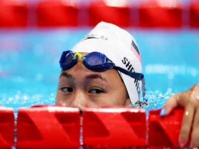 La nageuse américaine Haven Shepherd après l'épreuve de 100 m brasse SB7 aux Jeux paralympiques de Tokyo, le 1er septembre 2021 - Behrouz MEHRI [AFP]