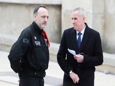 Christophe Molmy et Francois Molins, procureur de Paris lors des attentats de Novembre 2015, le 11 mars 2020 à Paris - Ludovic Marin [AFP/Archives]