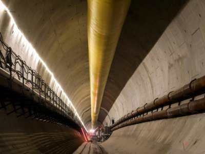 La partie du tunnel du prolongement du RER E déjà percée, sous la porte Maillot à Paris, le 6 septembre 2021 - Thomas COEX [AFP]