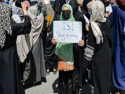 Des Afghanes manifestent contre l'ingérence du Pakistan, le 7 septembre 2021 à Kaboul - Hoshang Hashimi [AFP]