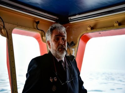 Dmitri Loboussov, le capitaine du brise-glace russe "50 let Pobedy" (50 ans de la Victoire), dans l'océan Arctique, le 18 août 2021 - Ekaterina ANISIMOVA [AFP/Archives]