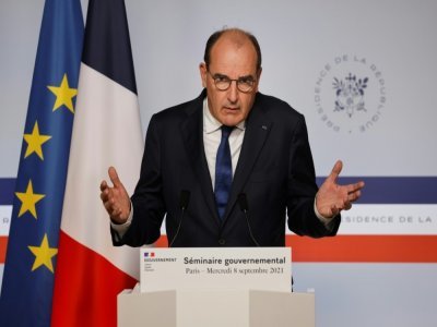Le Premier ministre Jean Castex s'exprime le 8 septembre 2021 à Paris après un séminaire gouvernemental - Ludovic MARIN [POOL/AFP]