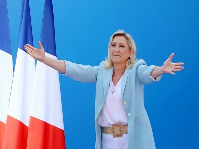 Marine Le Pen, présidente du Rassemblement National (RN), à lUuniversité d'été du RN, le 12 septembre 2021 à Fréjus - Valery HACHE [AFP]