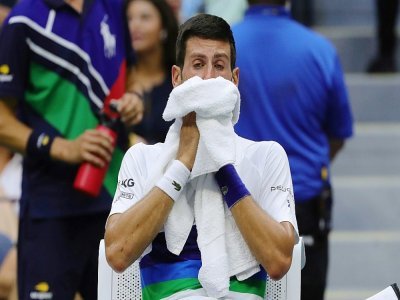 Le Serbe Novak Djokovic au cours de la finale de l'US Open contre Daniil Medvedev, le 12 septembre 2021 à l'US Open - Kena Betancur [AFP]