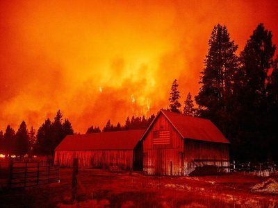 Les flammes du Caldor Fire ravagent des maisons autour d'Echo Summit, en Californie, le 30 août 2021 - JOSH EDELSON [AFP/Archives]