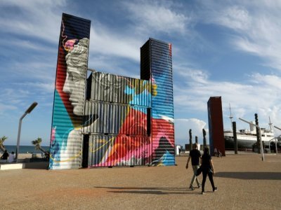 Au Barcarès, le 17 septembre 2021, les containers réalisés par des artistes de renom - RAYMOND ROIG [AFP]