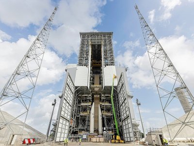 Le pas de tir d'Ariane 6 en construction le 5 mars 2020 à Kourou, en Guyane - jody amiet [AFP/Archives]
