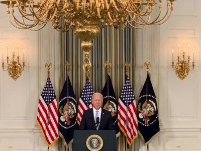 Le président américain Joe Biden lors d'une allocution sur la campagne de vaccination contre le Covid-19, le 24 septembre 2021 à la Maison Blanche, à Washington - Jim Watson [AFP]