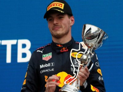 Le pilote néerlandais Max Verstappen (Red Bull), 2e du Grand Prix de Russie de Formule 1, remporté par le Britannique Lewis Hamilton (Mercedes), le 26 septembre 2021 sur le circuit de Sotchi - Yuri Kochetkov [POOL/AFP]