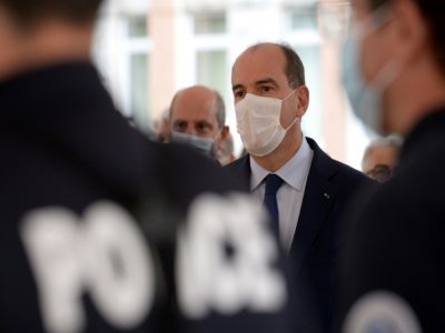 Le Premier ministre Jean Castex visite le commissariat de Rennes le 1er octobre 2021 - JEAN-FRANCOIS MONIER [AFP]