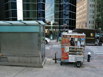 Le stand de vente de café et de petit-déjeuner d'Abdul Rahman, à New York, dans le sud de l'île de Manhattan, le 30 septembre - Bryan R. Smith [AFP]