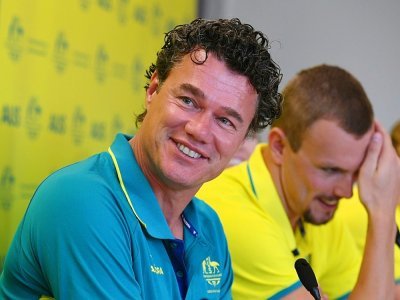 L'entraîneur néerlandais de l'équipe d'Australie de natation Jacco Verhaeren, lors d'une conférence de presse, le 1er avril 2018 à Gold Coast, avant les Jeux du Commonwealth - William WEST [AFP/Archives]