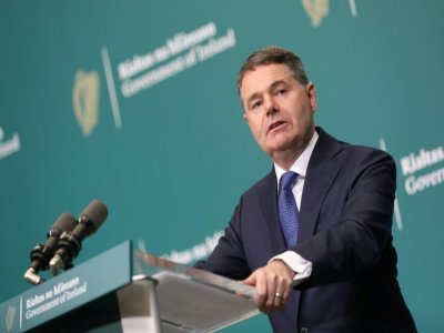 Le ministre des Finances de l'Irlande Paschal Donohoe, lors d'une conférence de presse, à Dublin, le 7 octobre 2021 - STRINGER [POOL/AFP]