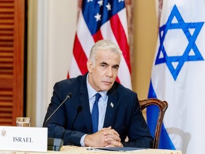 Le ministre israélien des Affaires étrangères Yair Lapid lors d'une conférence de presse le 13 octobre 2021 à Washington, aux Etats-Unis - Andrew Harnik [POOL/AFP]