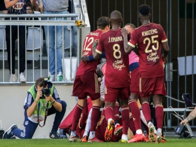 La joie des joueurs de Bordeaux sur le but de Hwang Hui-jo contre Nantes au Matmut Atlantique, le 17 octobre 2021 - Thibaud MORITZ [AFP]