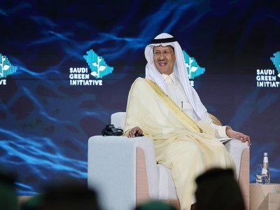 Le ministre saoudien de l'Energie Abdulaziz ben Salmane al-Saud, lors d'un forum "Saudi Green Initiative", le 23 octobre 2021 à Ryad - Fayez Nureldine [AFP]