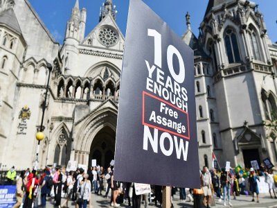 Manifestation en faveur de Julian Assange à Londres, le 11 août 2021 - JUSTIN TALLIS [AFP/Archives]