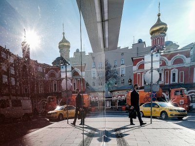 Le centre de Moscou le 25 octobre 2021, la ville a mis en place jeudi une série de restrictions sanitaires pour contenir l'épidémie de Covid-19 - Yuri KADOBNOV [AFP]