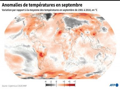 Anomalies de températures en septembre dans le monde - Simon MALFATTO [AFP]