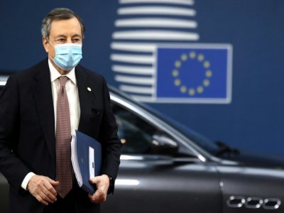 Mario Draghi à Bruxelles, le 21 octobre 2021 - Olivier Matthys [POOL/AFP/Archives]