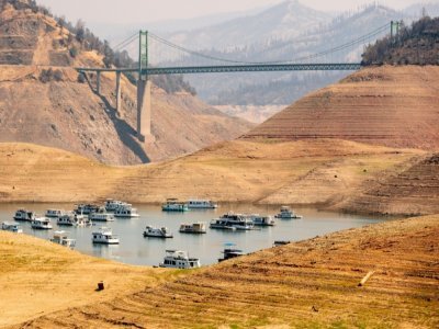 Le lac Oroville, dans le nord de la Californie, le 5 septembre 2021, avait perdu une grande partie de ses réserves d'eau en raison de la sécheresse chronique qui sévit depuis des années - JOSH EDELSON [AFP/Archives]