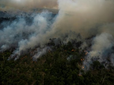 Un feu illégal en pleine forêt amazonienne à Porto Velho, Brésil, le 15 septembre 2021 - MAURO PIMENTEL [AFP]