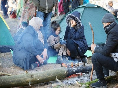 Des migrants bloqués à la frontière entre le Bélarus et la Pologne, le 9 novembre 2021 dans la région de Grodno - Leonid Shcheglov [BELTA/AFP]