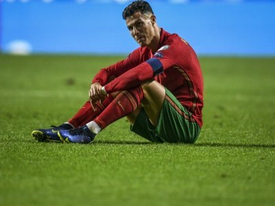 L'attaquant portugais Cristiano Ronaldo, après la défaite à domicile, 2-1 face à la Serbie, lors des éliminatoires du Mondial-2022 au Qatar, le 14 novembre 2021 à Lisbonne - PATRICIA DE MELO MOREIRA [AFP]