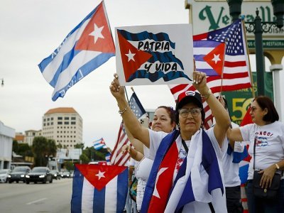 Rassemblement à Miami en soutien aux manifestants anti-gouvernementaux cubains, le 14 novembre 2021 - Eva Marie UZCATEGUI [AFP]