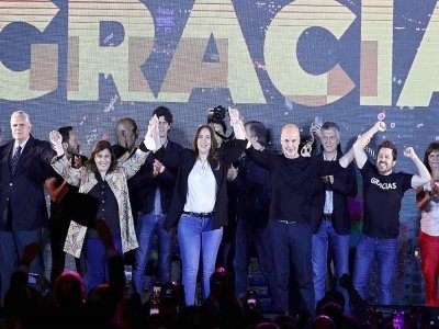 Célébration de victoire du côté du parti de l'ancien président Mauricio Macri apràs les législatives, à Buenos Aires le 14 novembre 2021 - ALEJANDRO PAGNI [AFP]