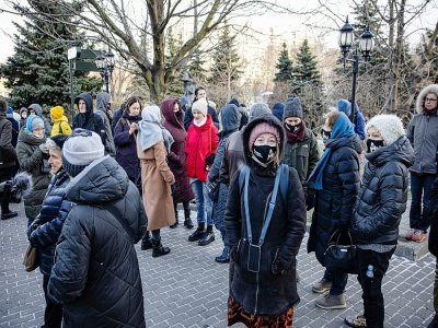 Rassemblement devant le tribunal municipal de Moscou contre la dissolution de l'ONG Memorial, le 23 novembre 2021 - Dimitar DILKOFF [AFP]