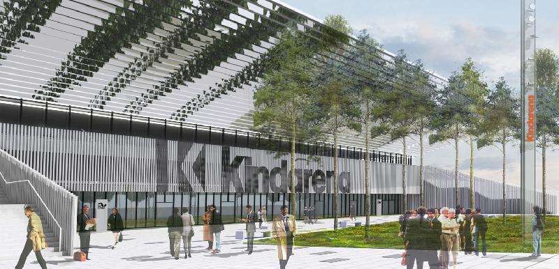 Le Palais des Sports, ou Kindarena, pourrait accueillir un match de l'équipe de France de basket en septembre prochain. Visuel La Crea - La Crea