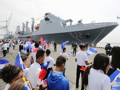 Un navire de guerre taïwanais en visite au port de Corinto, au Nicaragua, le 9 avril 2018 - INTI OCON [AFP/Archives]