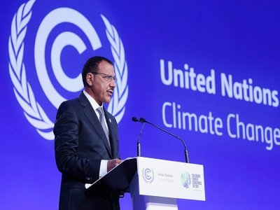 Le président du Niger, Mohamed Bazoum, lors du sommet de la COP26 à Glasgow en Ecosse, le 1er novembre 2021. - YVES HERMAN [POOL/AFP/Archives]