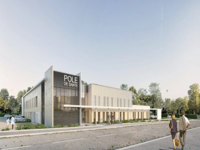La maquette du nouveau pôle de santé. - Fondation Bon Sauveur EXO Architectes Bayeux